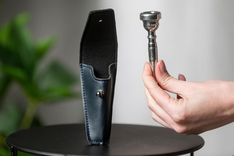 Artone Trumpet MOUTHPIECE POUCH. Single holder for trumpet mouthpieces, crafted from Faux leather case. Protective mouthpiece bag Secure storage. Gift for trumpeter. Trumpet accessories (Blue, Pouch Single) - Image 3